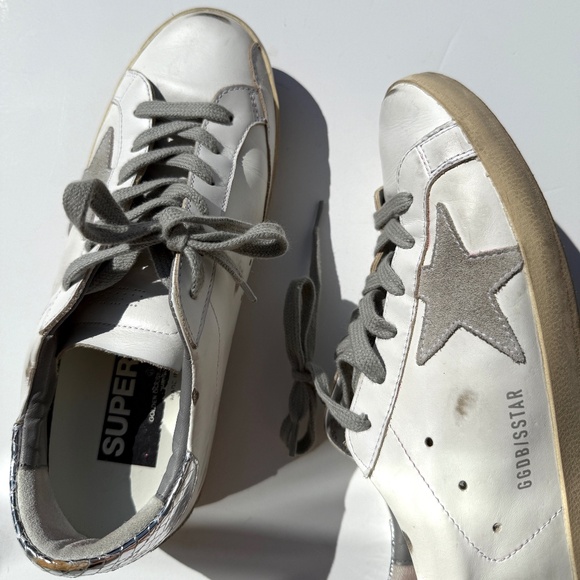 GOLDEN GOOSE Superstar White Silver Gray Sneakers 38, 8 - Picture 1 of 13